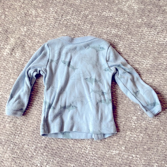 Carter’s Shark Print Pajama Set, Outfit, Blue and Gray, Newborn - Picture 4 of 6